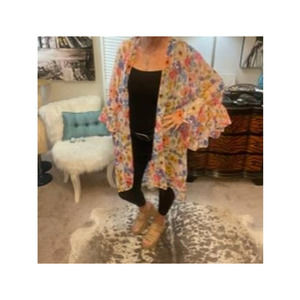 NWT Floral pastel colored Kimono OS up to a size !X